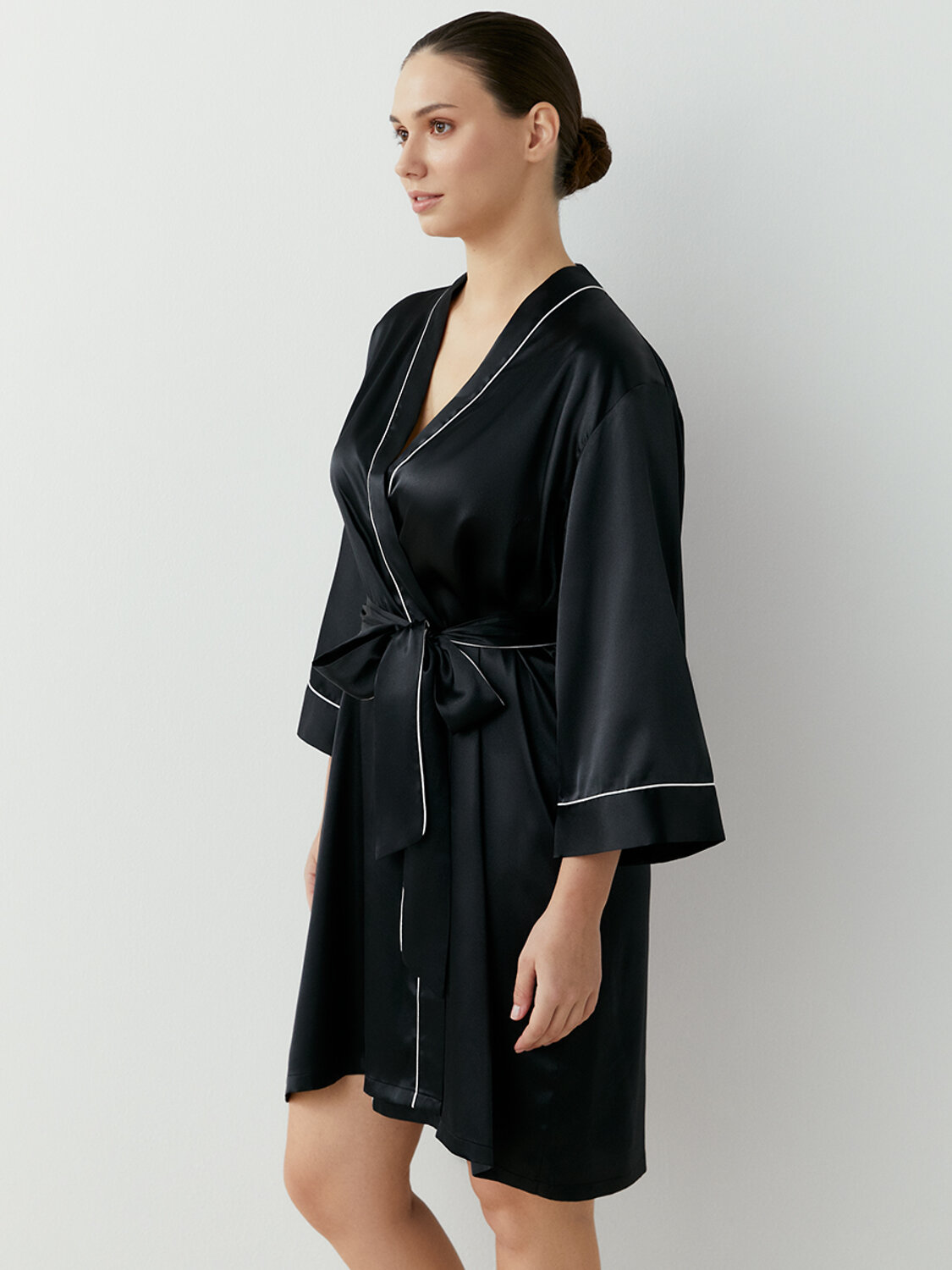 ст. цена2333руб.! Omsa Халат OmD 0411D LOVE Халат женский (с запахом), PLNero (Черный)