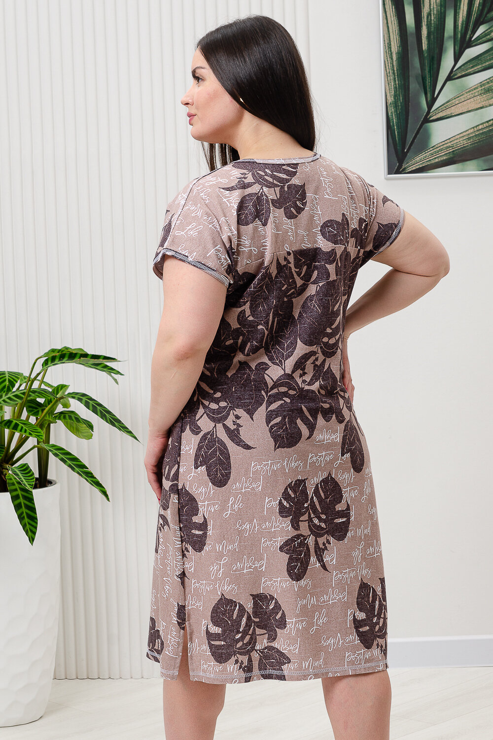 ст. цена948руб.! Натали Халат 8449листья коричневые