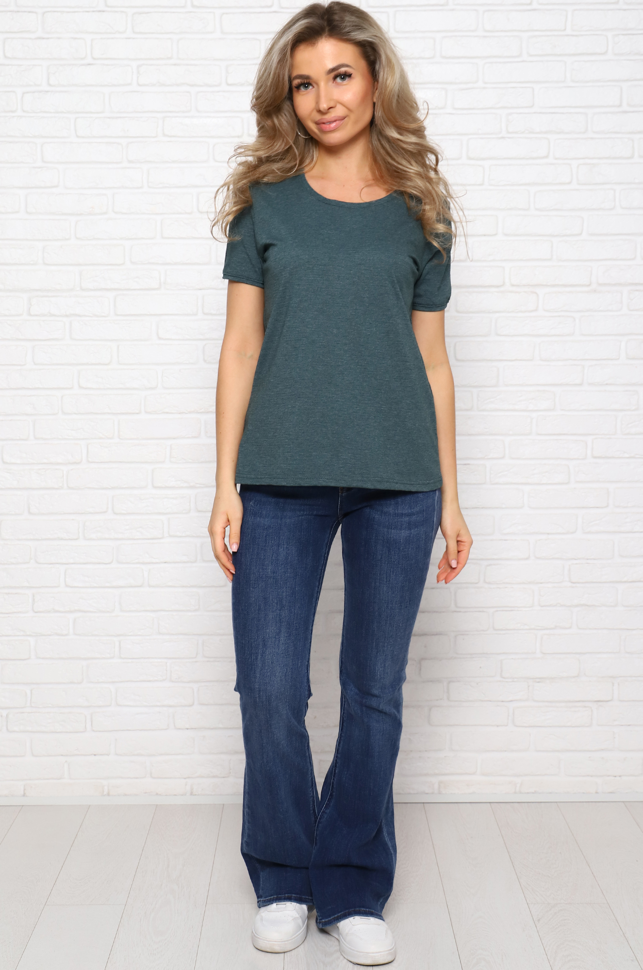 Футболка женская, меланжированная (оливковый) РАСПРОДАЖА