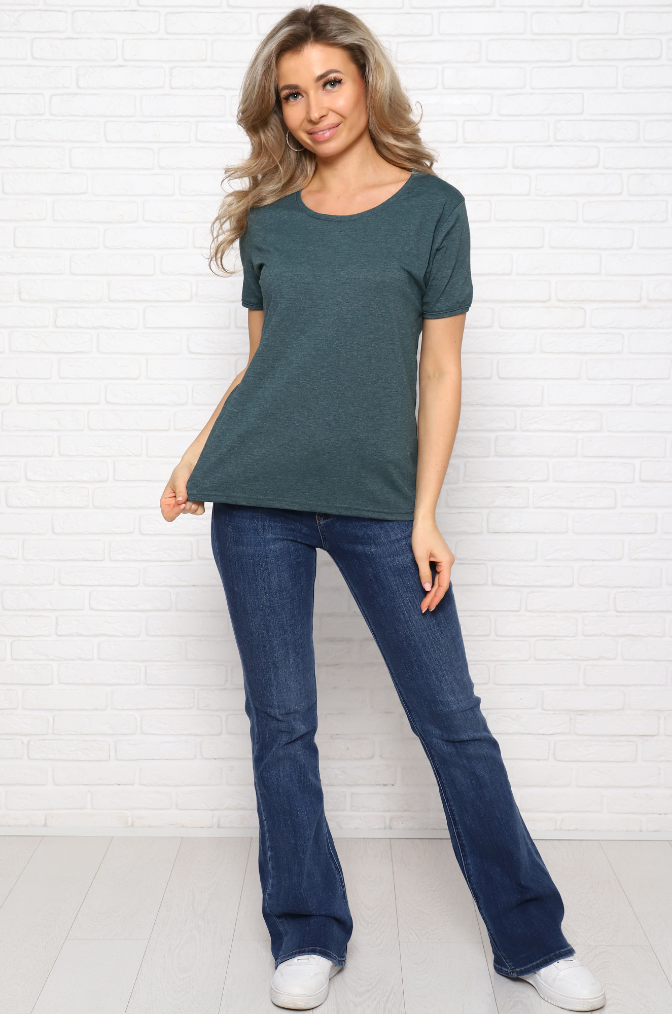 Футболка женская, меланжированная (оливковый) РАСПРОДАЖА