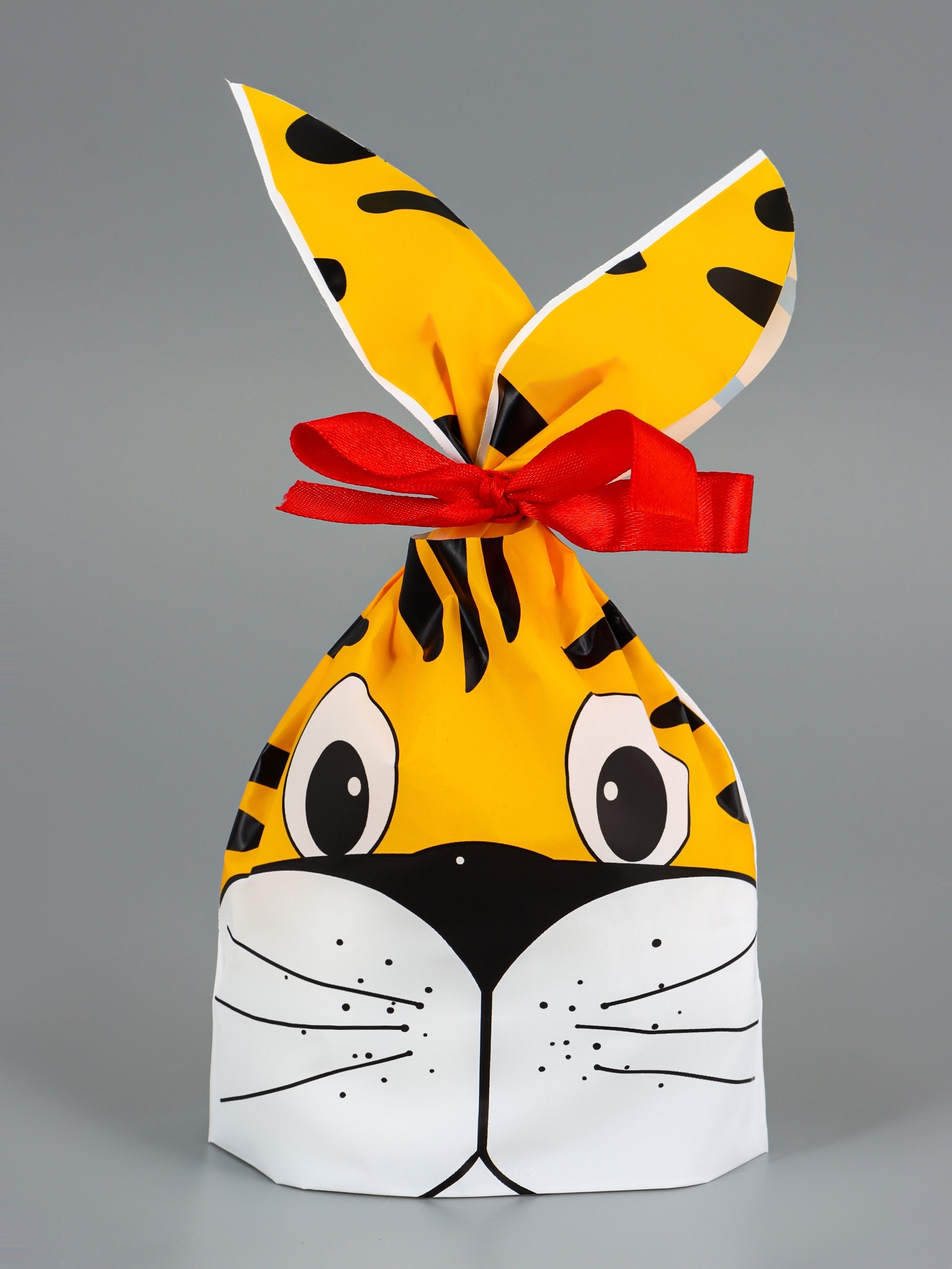 Пакет полиэтиленовый подарочный с ушками «Тигр», 13×23 см