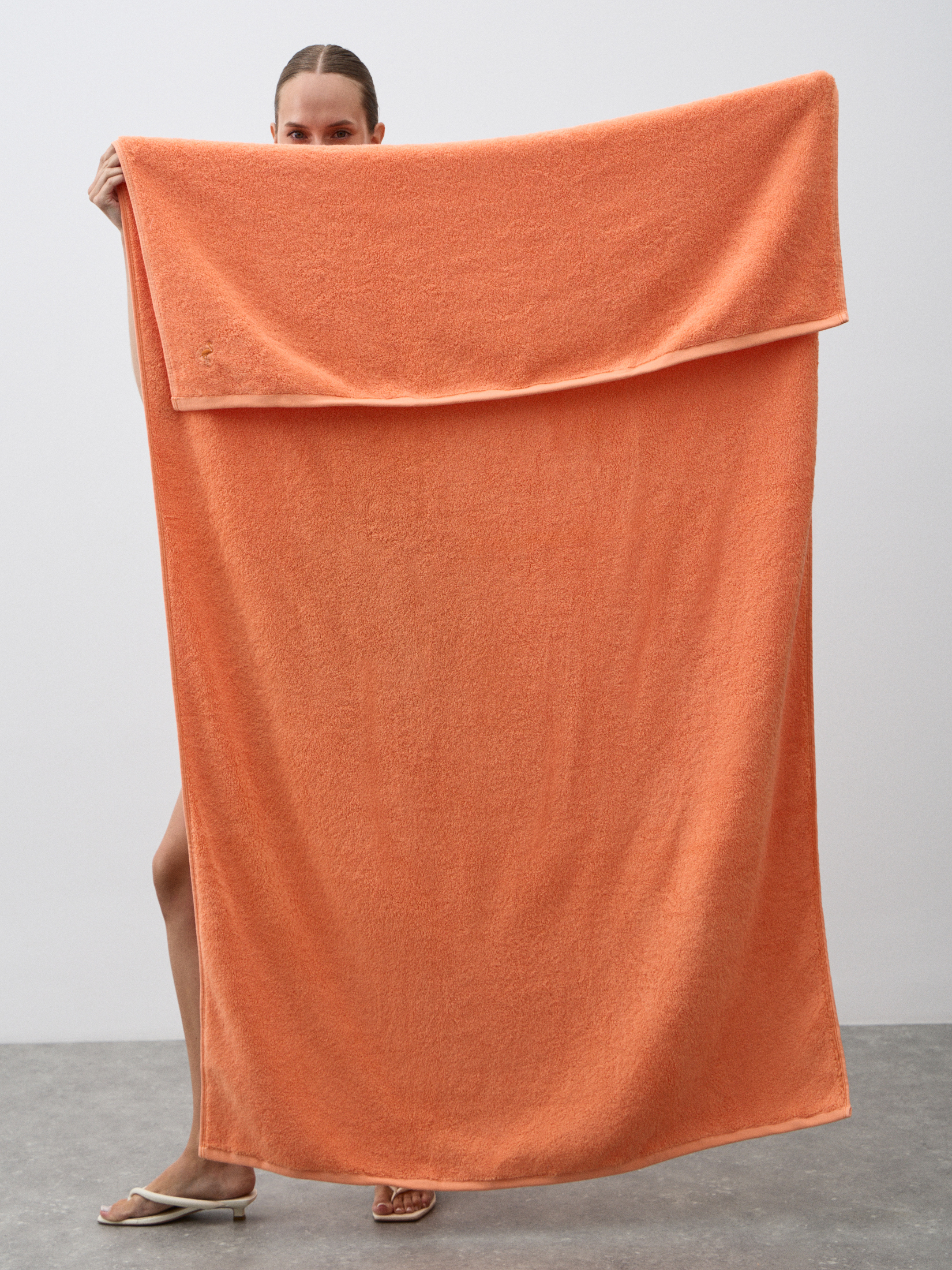 Махровое полотенце-покрывало 100x180 MAISON DAVID 4692390, апельсиновый