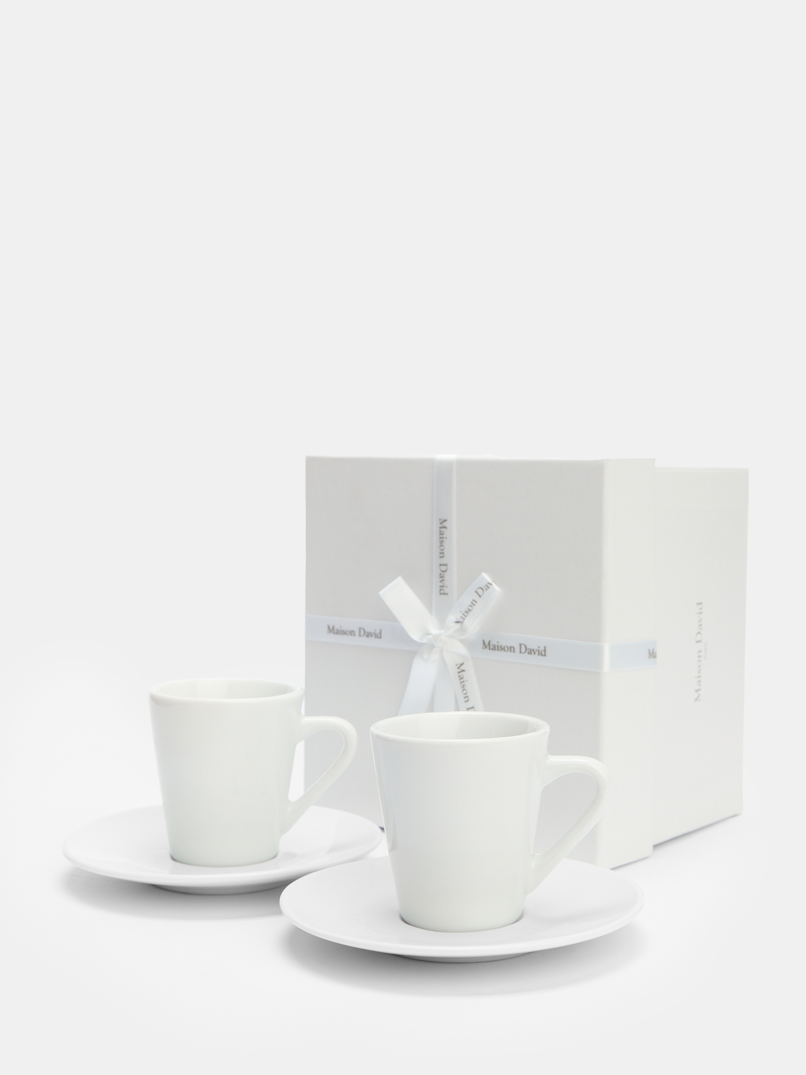 Кофейный набор на 2 персоны 75 ml (глянцевая керамика) MAISON DAVID 4122516, белый