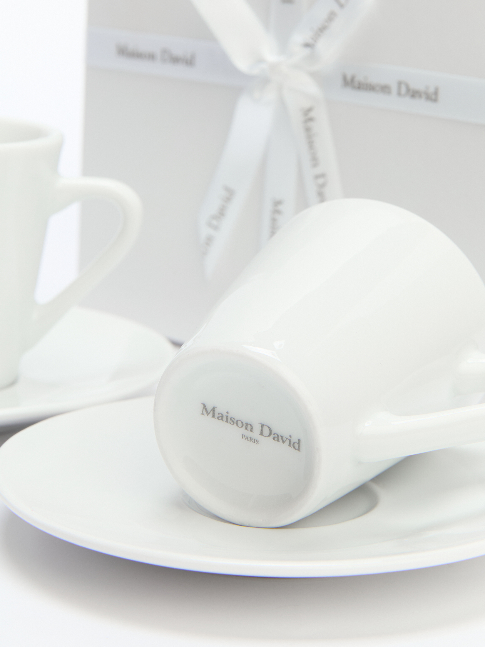 Кофейный набор на 2 персоны 75 ml (глянцевая керамика) MAISON DAVID 4122516, белый