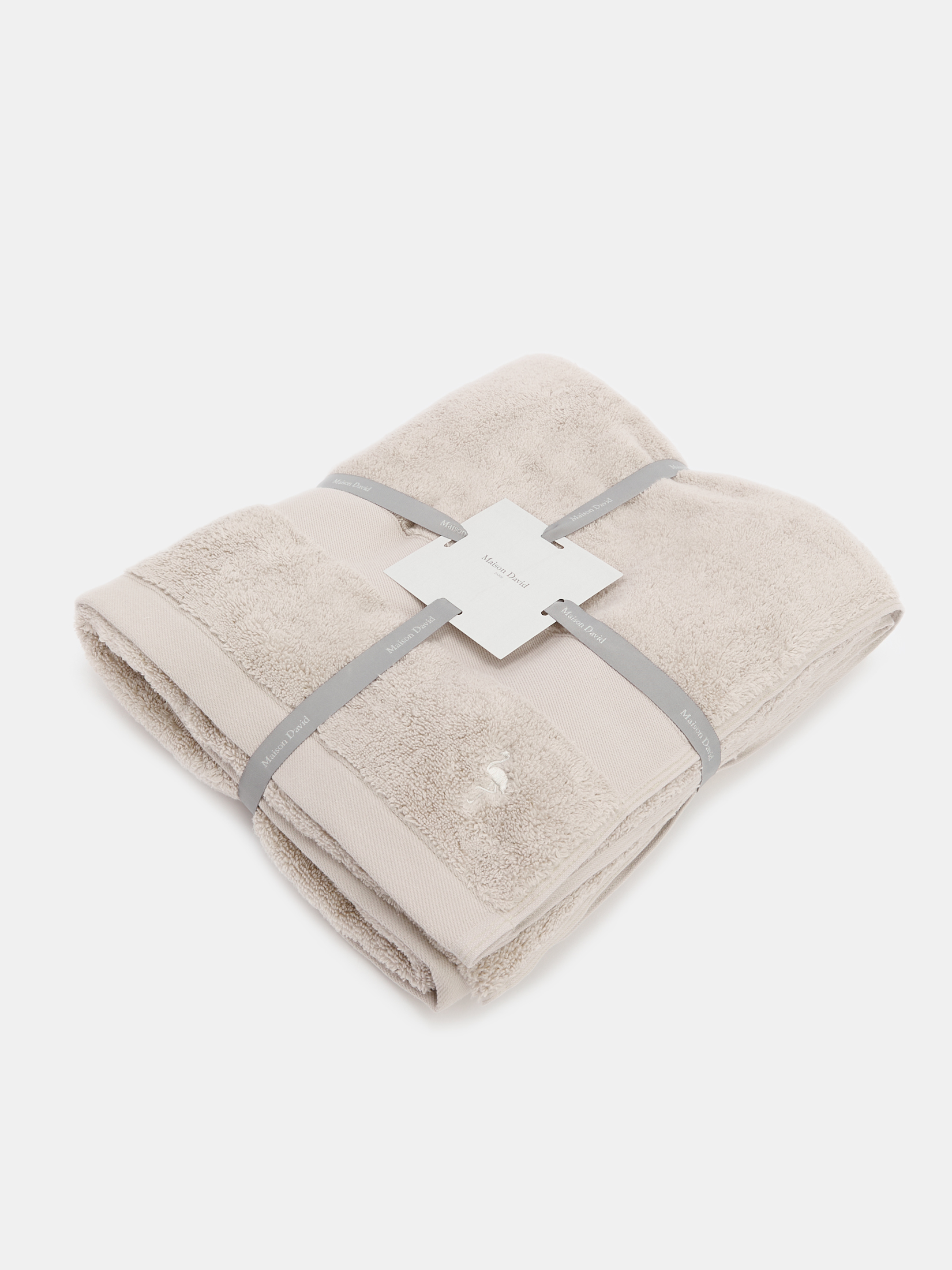 Махровое банное полотенце 100x150 MAISON DAVID 4285019, бежево-серый