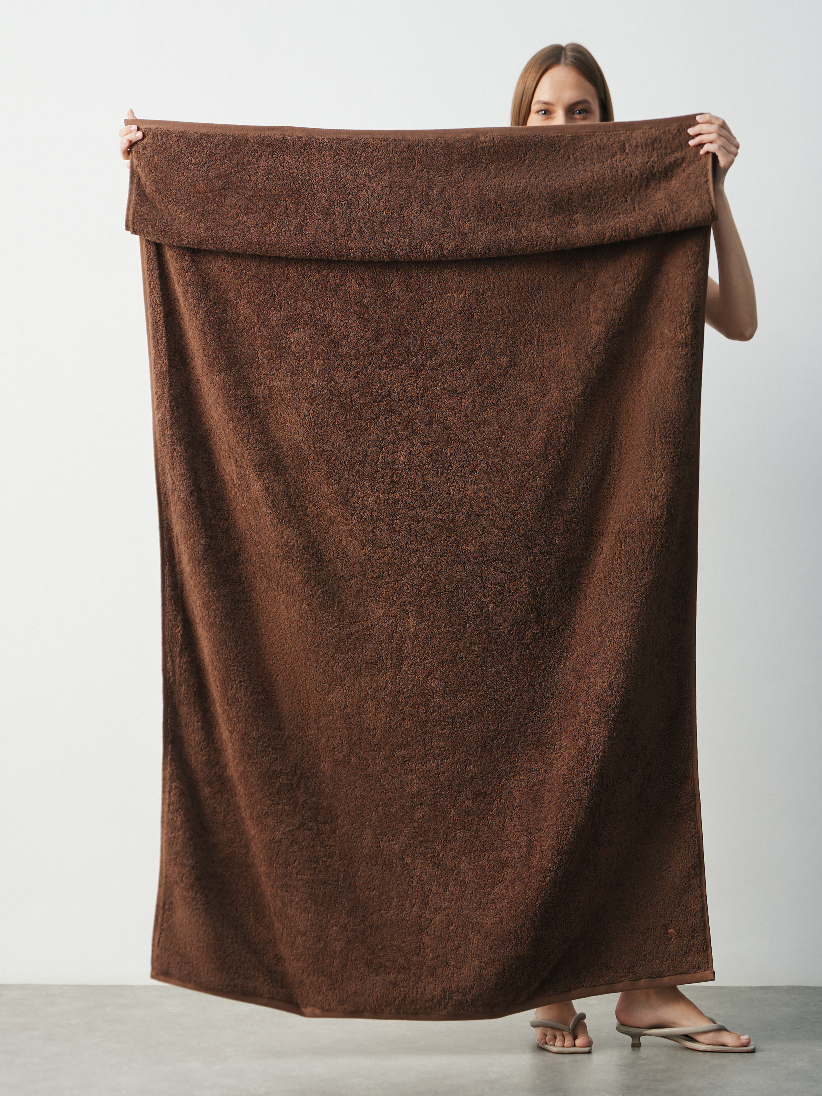 Махровое полотенце-покрывало 100x180 MAISON DAVID 4692346, пыльно-коричневый