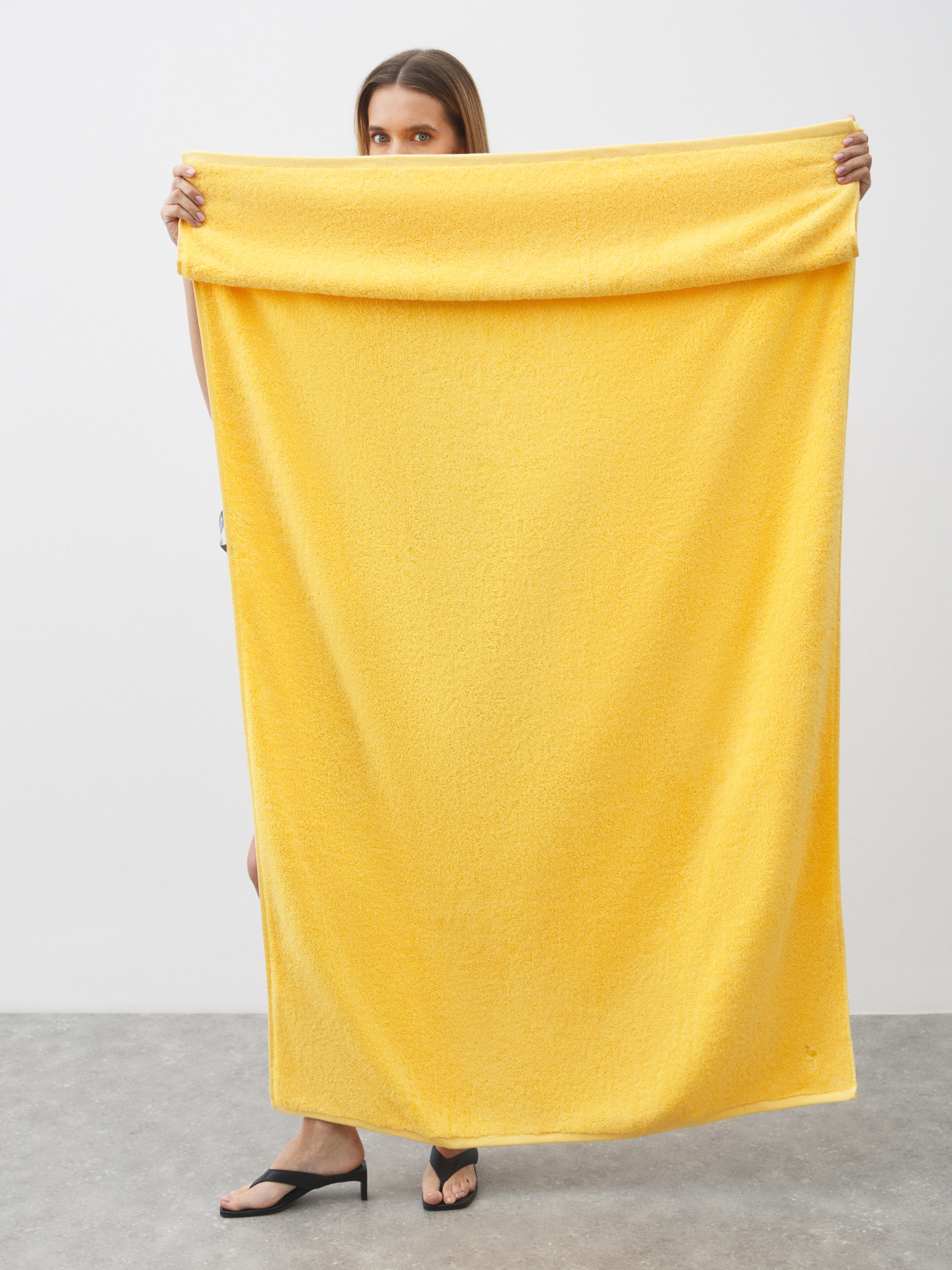 Махровое полотенце-покрывало 100x180 MAISON DAVID 4692368, лимонный