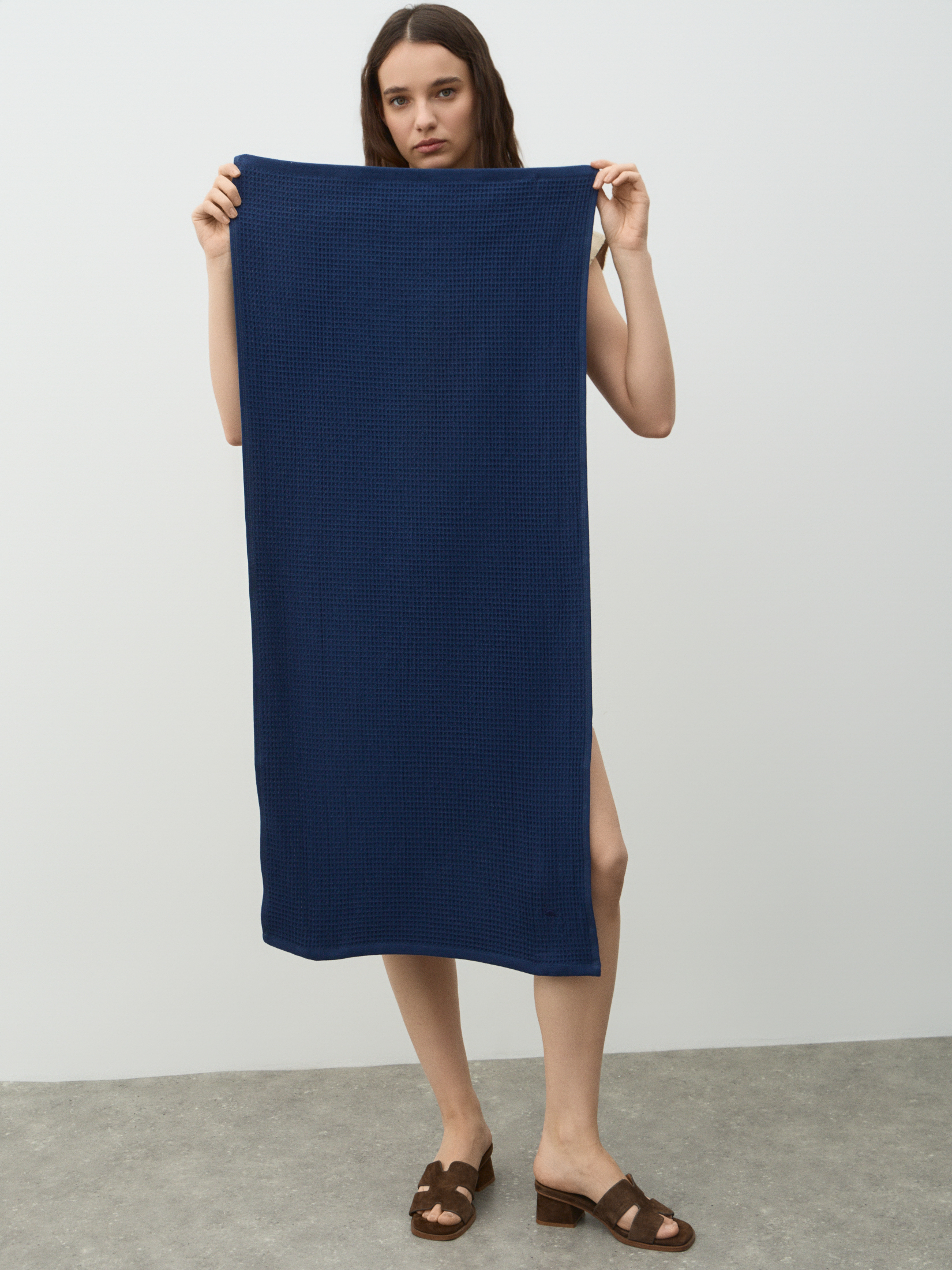 Вафельное полотенце для лица и рук 50x100 MAISON DAVID 4690025, ночной синий