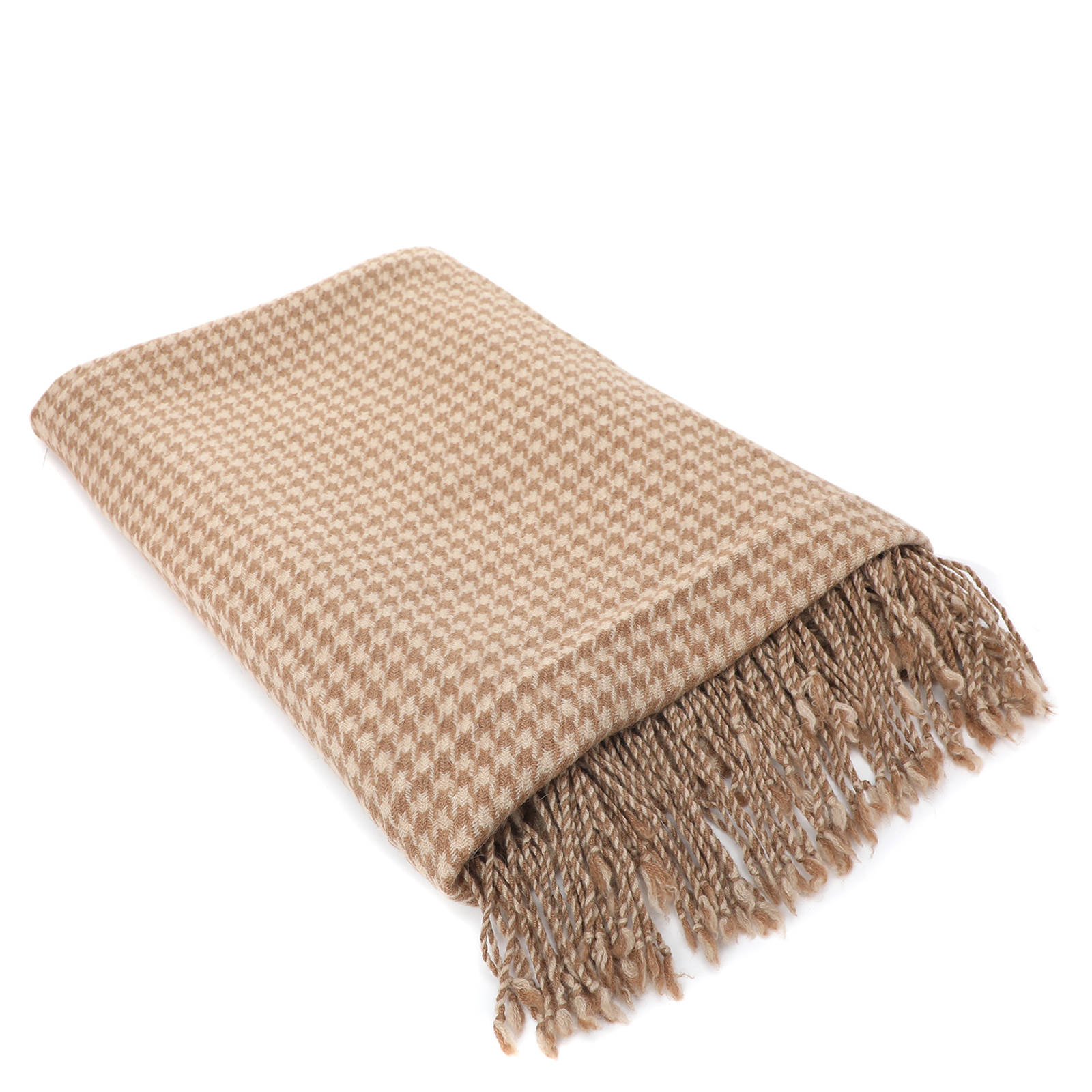 Плед 1.3x1.7м MAISON DAVID Camel hair houndstooth blanket 3297028, бежевый