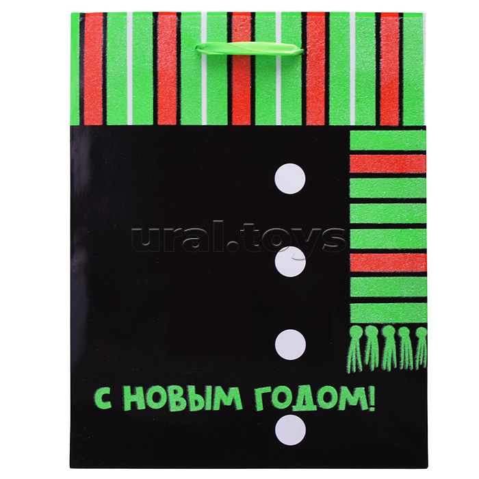 Бумажный пакет для сувенирной продукции, флуоресцентная печать, с шириной основания 17,8 см.