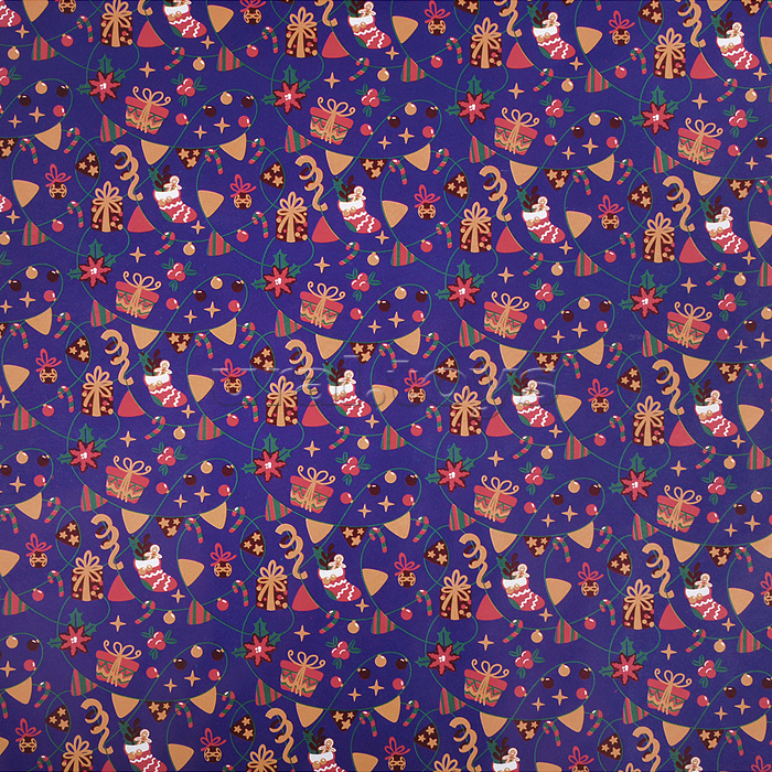 Бумага оберточная для сувенирной продукции в рулонах, с полноцветным декоративным рисунком, плотностью 80 г/м2 / 100х70