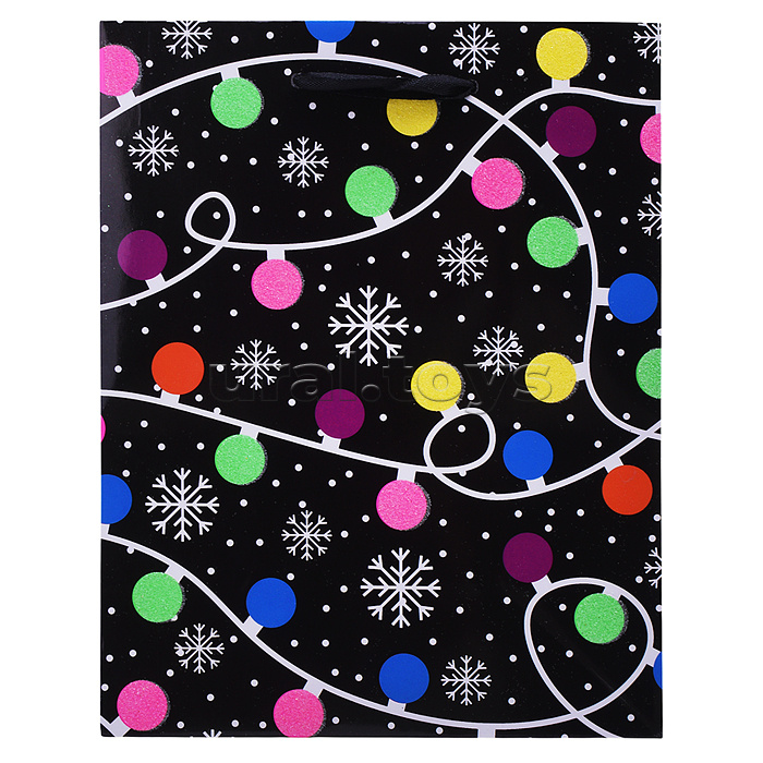 Бумажный пакет для сувенирной продукции, флуоресцентная печать, с шириной основания 17,8 см.