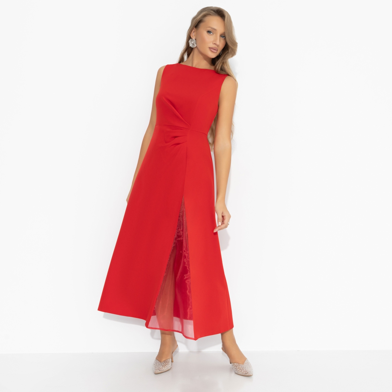 Платье, Плавный силуэт (красное)