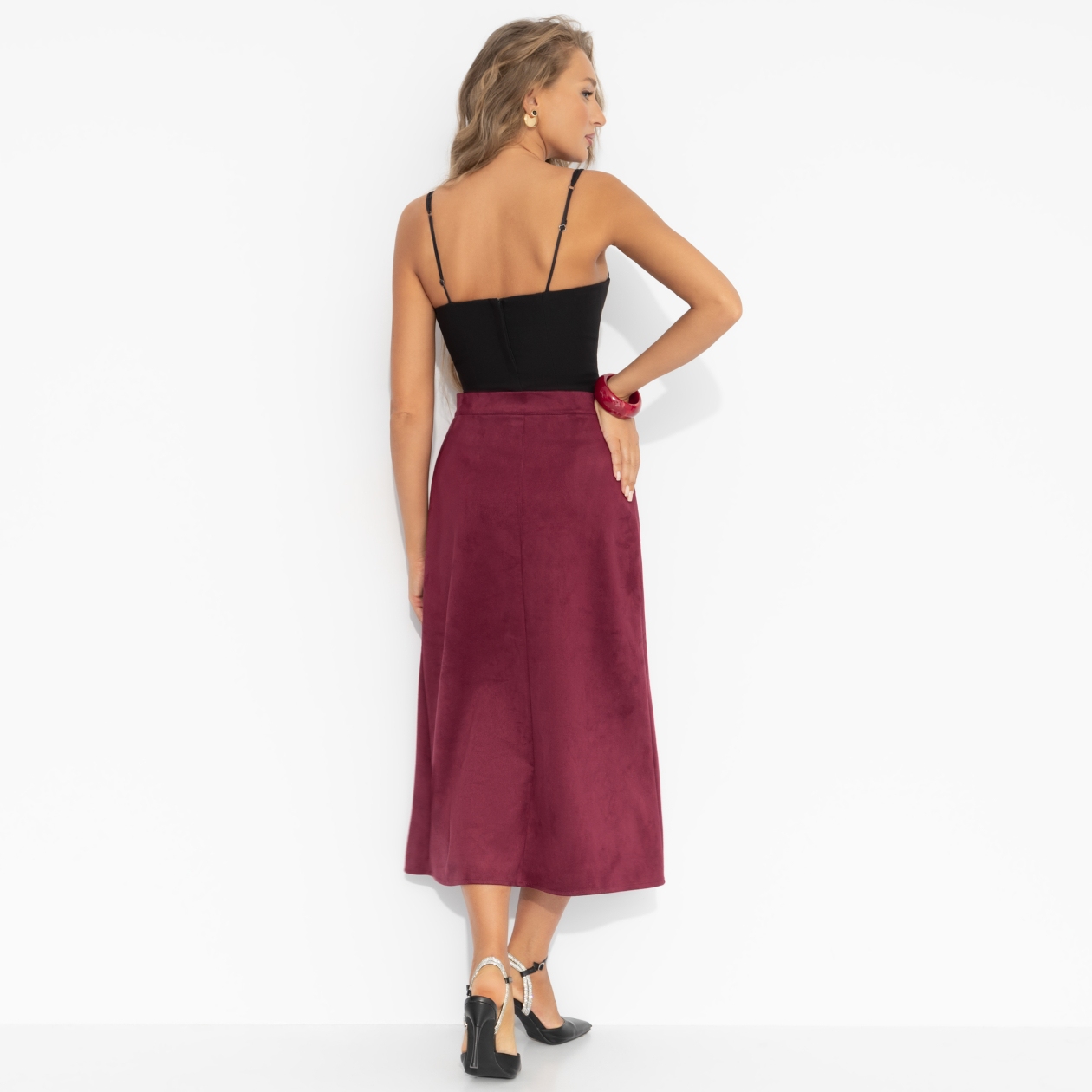 Юбка с карманами, Откровенно шикарная (бордовая)