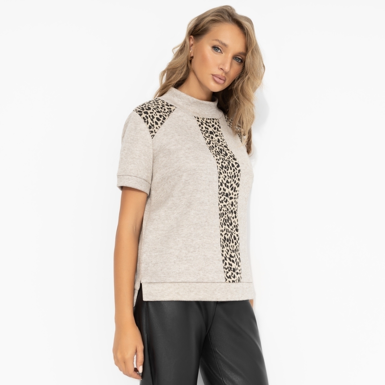 Водолазка с леопардовым принтом, Фирменное приветствие (бежевая)