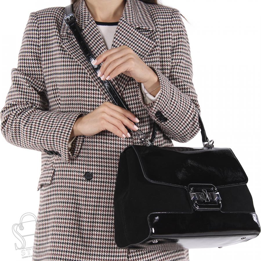 Сумка женская кожаная 2128-1YAA black Polina&Eiterou