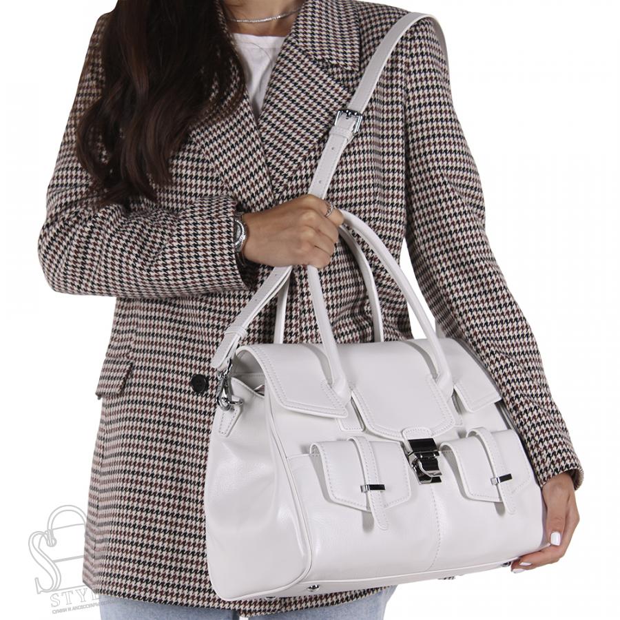 Сумка женская кожаная 2290Y white Polina&Eiterou