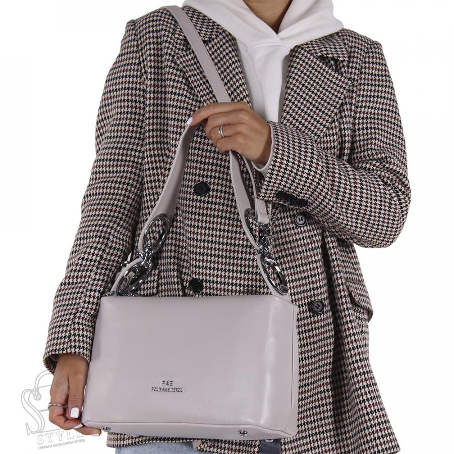 Сумка женская кожаная 2020Y l.gray Polina&Eiterou