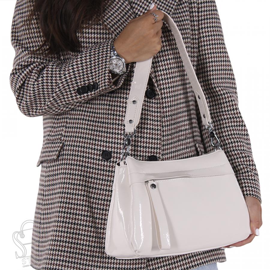 Сумка женская кожаная 0944CQ white Polina&Eiterou