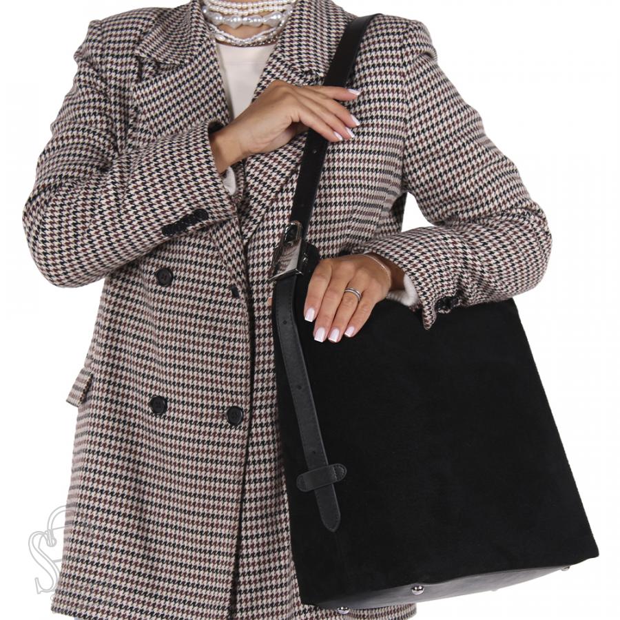 Сумка женская кожаная 3349QAA black Polina&Eiterou в Новосибирске