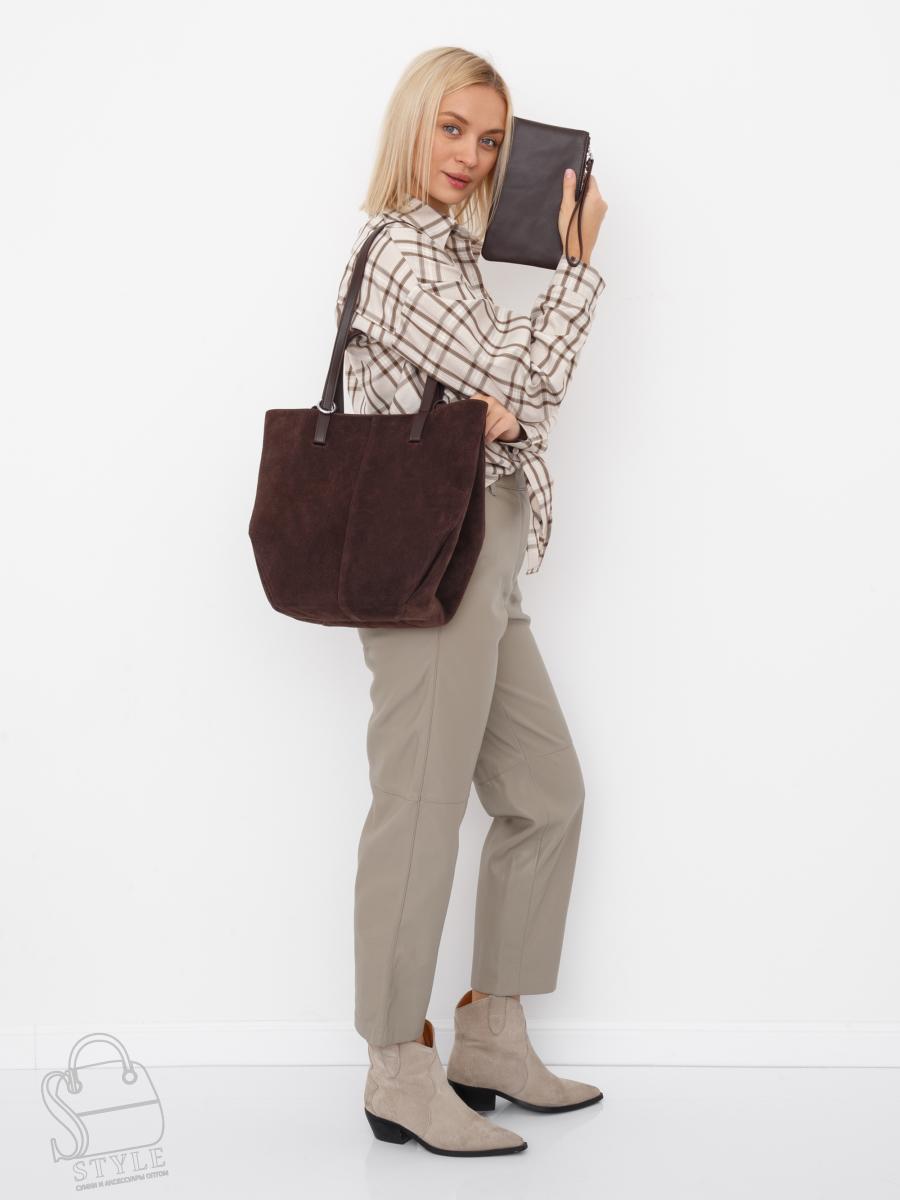 Сумка женская кожаная 2403YF d.coffee Polina&Eiterou