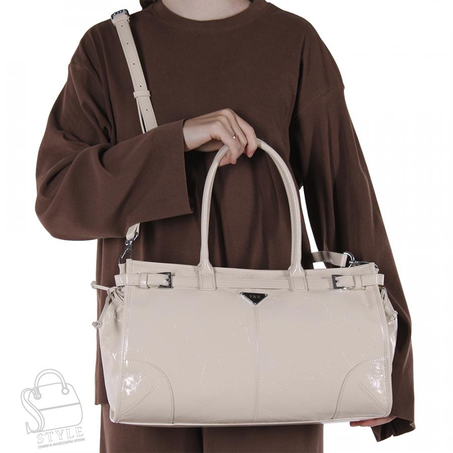 Сумка женская кожаная 1165TH apricot white Polina&Eiterou
