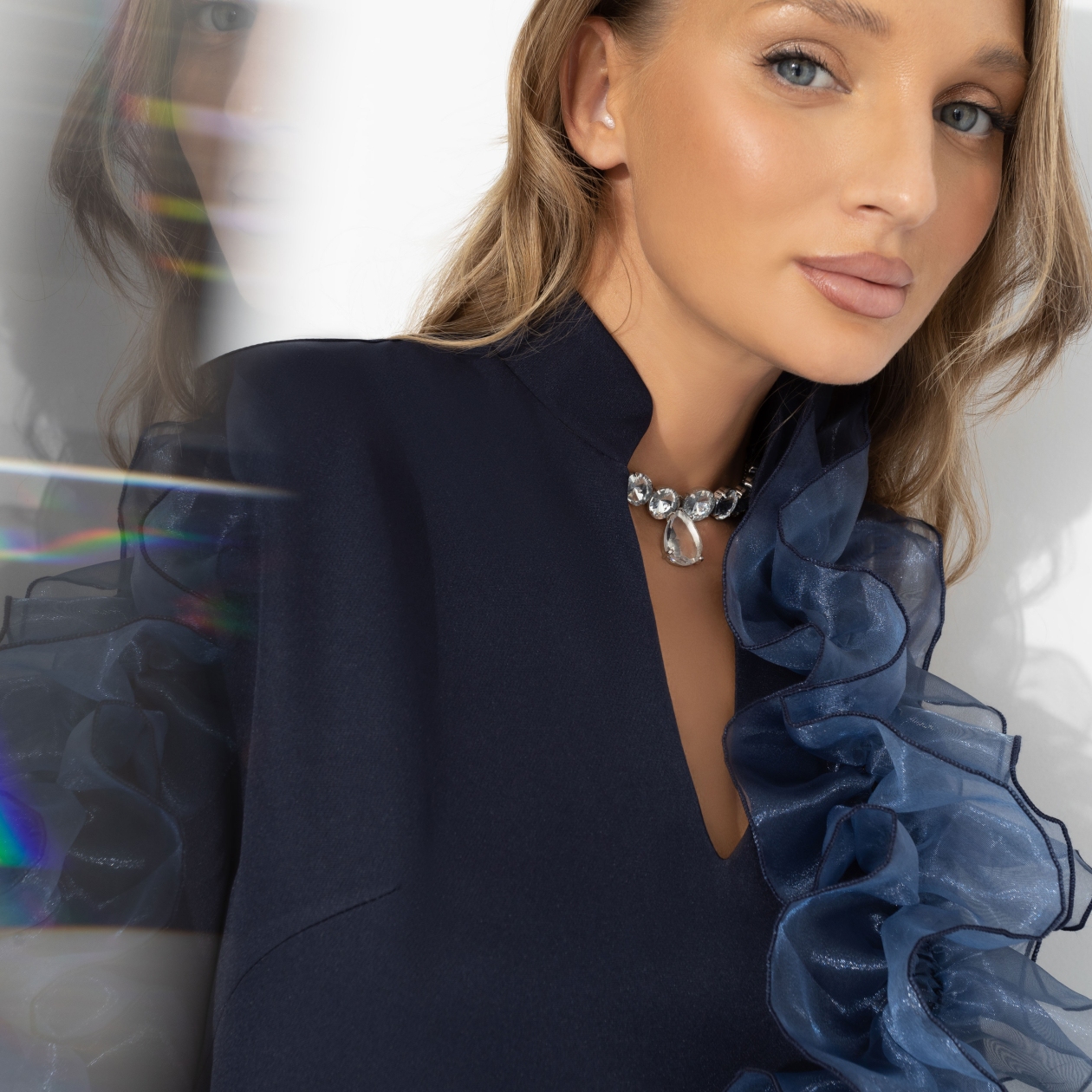 Платье со съемным декором, Сияние глянца (синее)