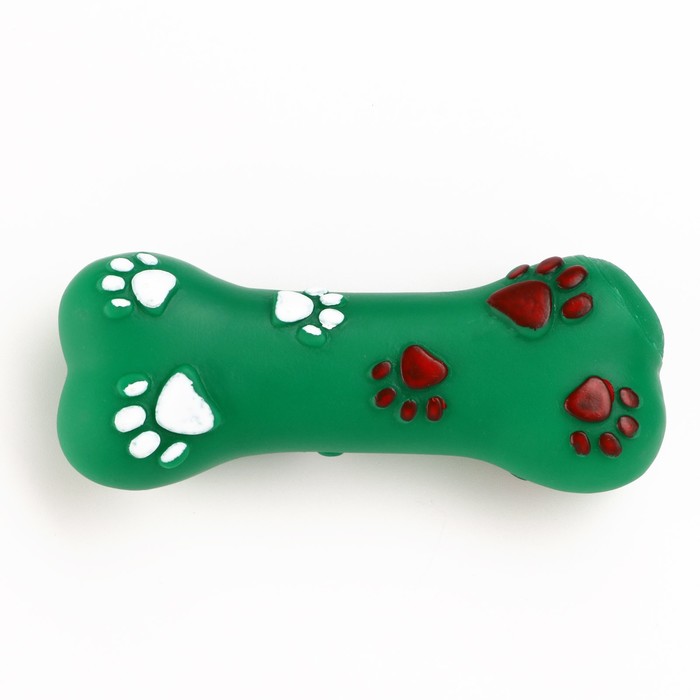 Игрушка пищащая «Кость со следами лапок», 9.6×3.7 см, тёмно-зелёная