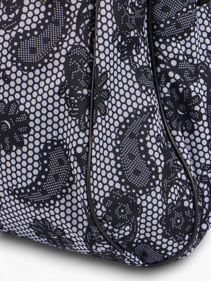 Сумка дорожная на молнии, 2 наружных кармана, длинный ремень, белый/чёрный