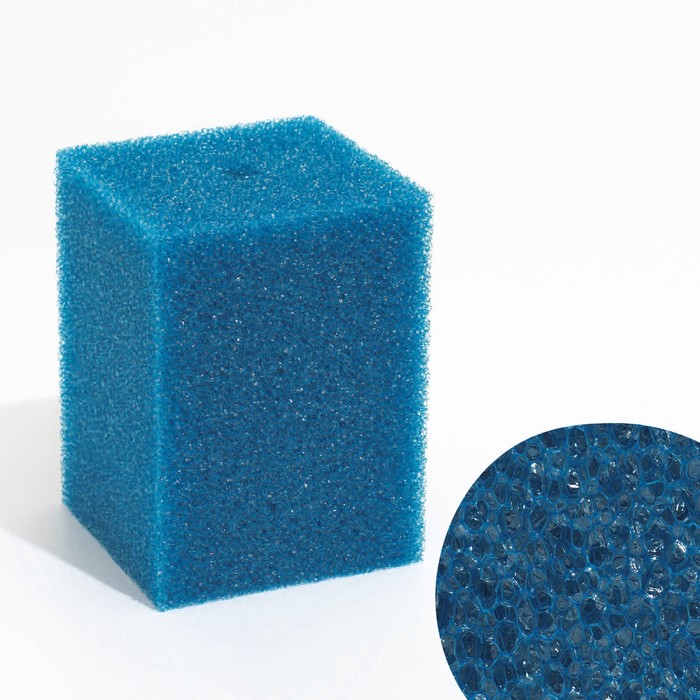 Губка прямоугольная для фильтра № 13, крупнопористая, 12×12×16 см, синяя