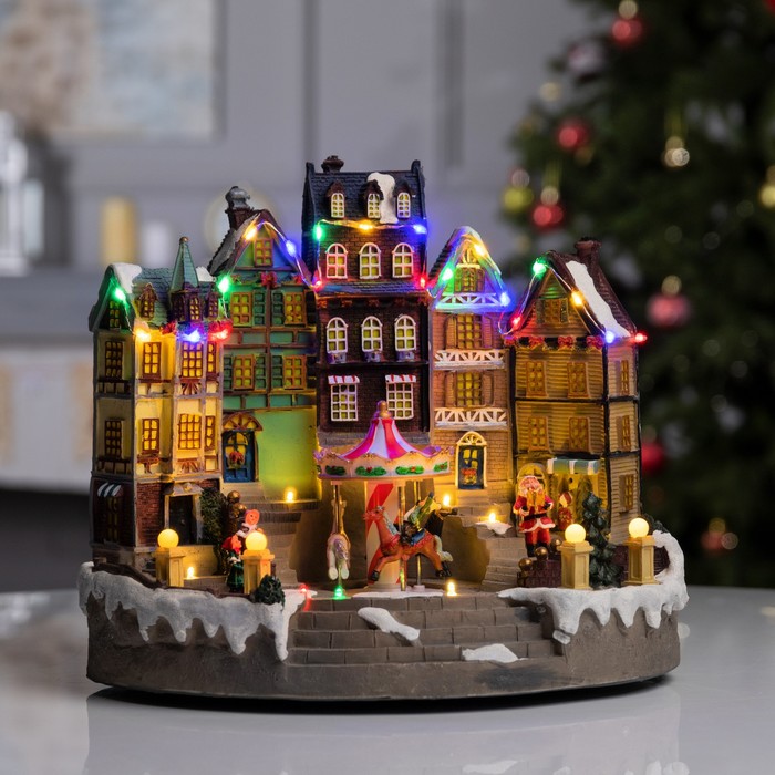 Светодиодная фигура «Новогодняя площадь» 40×21×22 см, полистоун, батарейки ААх3 (не в комплекте), USB, свечение мульти