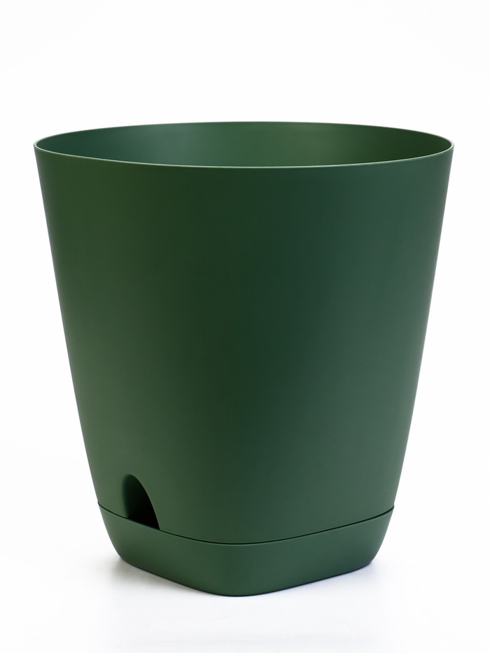 Горшок для цветов «Гранд», 15 л, d=29.5 см, h=31 см, пластиковый, с прикорневым поливом, зелёный