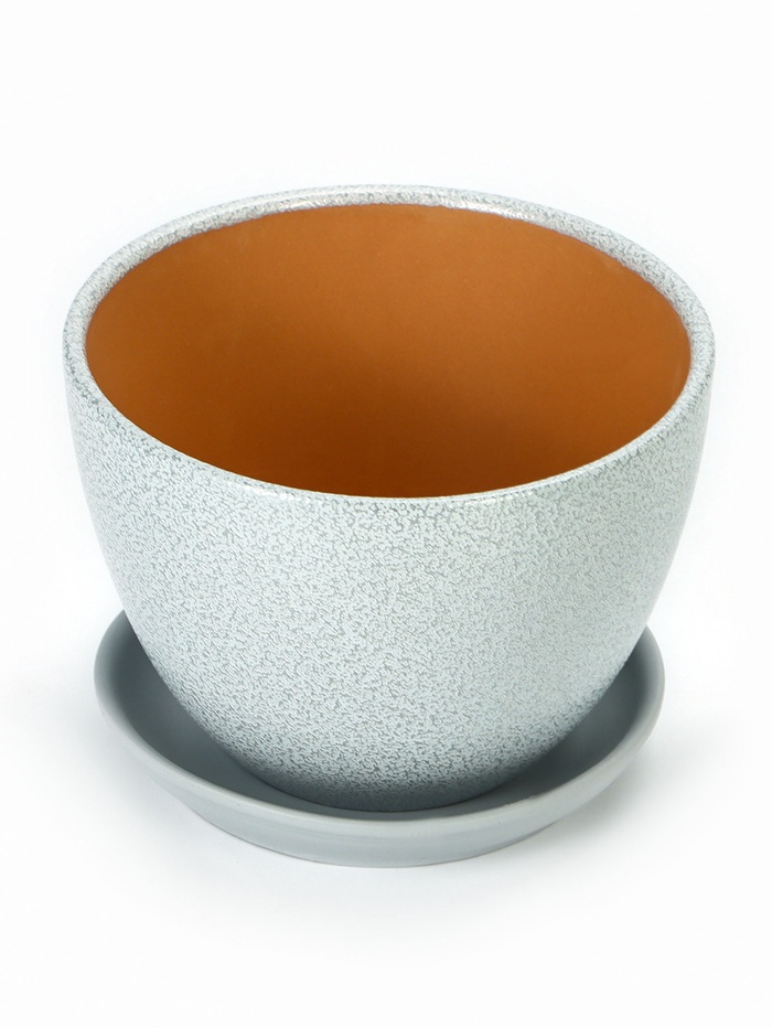 Горшок цветочный «Антик», керамический, с поддоном, 1.65 л, серый