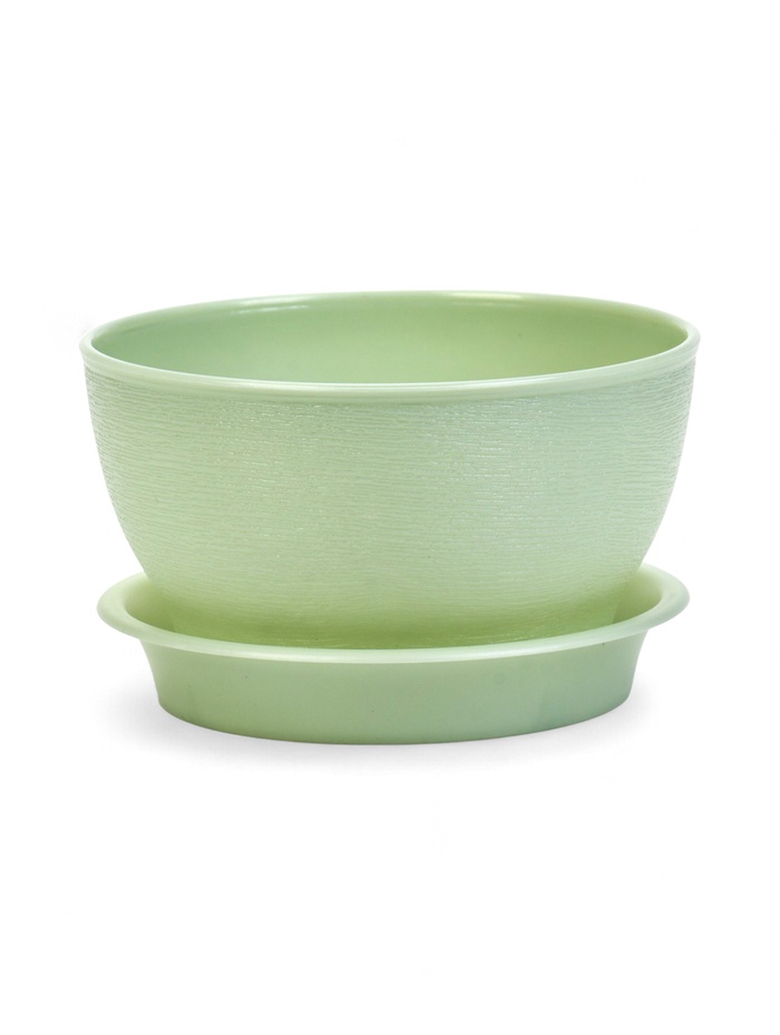 Горшок для цветов «Фиалочка», 500 мл, d=12.5 см, h=7 см, пластиковый, зелёный