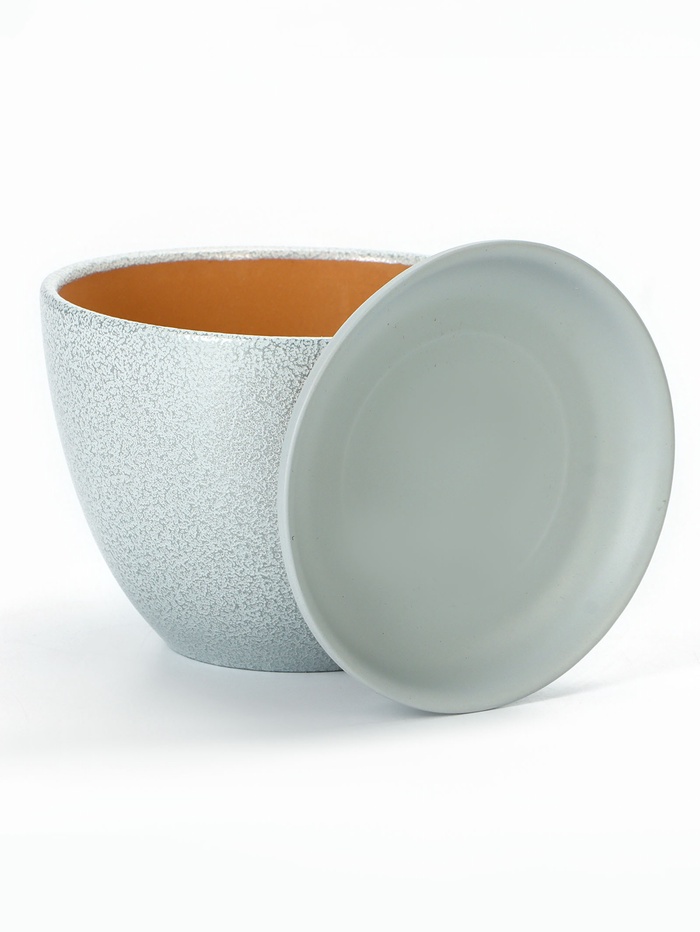 Горшок цветочный «Антик», керамический, с поддоном, 1.65 л, серый