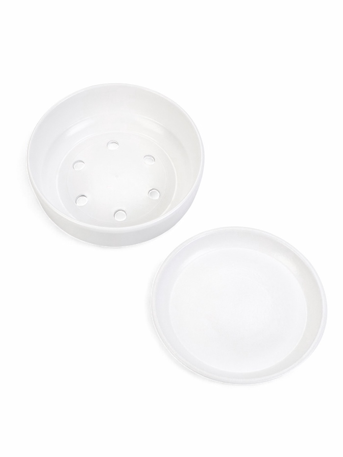 Горшок - бонсайница «Огма», для кактусов и суккулентов, 2 л, d=22 см, h=8 см, керамика, с поддоном, белый