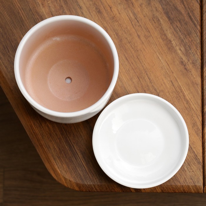 Горшок для цветов «Афродита», керамический, с поддоном, 1.7 л, белый