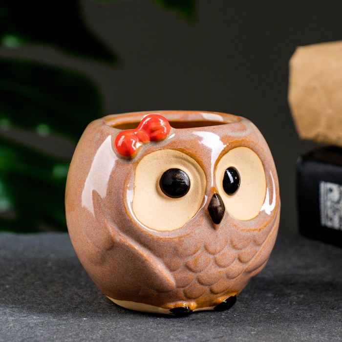 Декоративный горшок для цветов «Совёнок Бом», 180 мл, 7×6×6.5 см, керамический