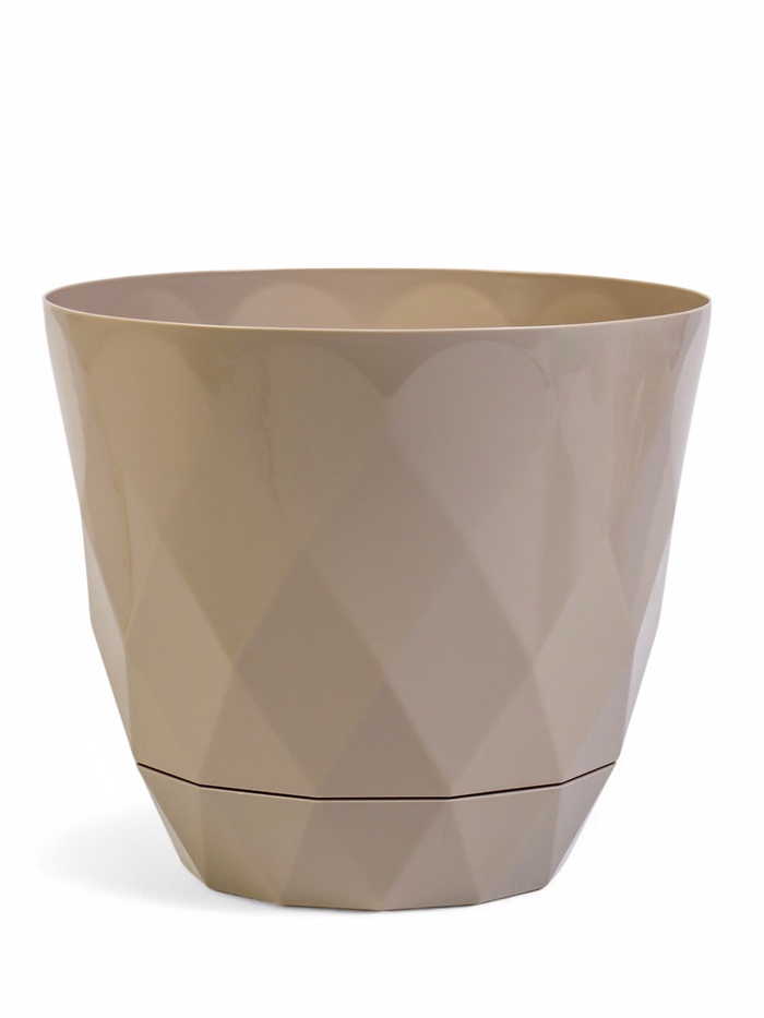 Горшок для цветов с поддоном Laurel, 9.3 л, d=27.7 см, h=22.5 см, пластиковый, бежевый
