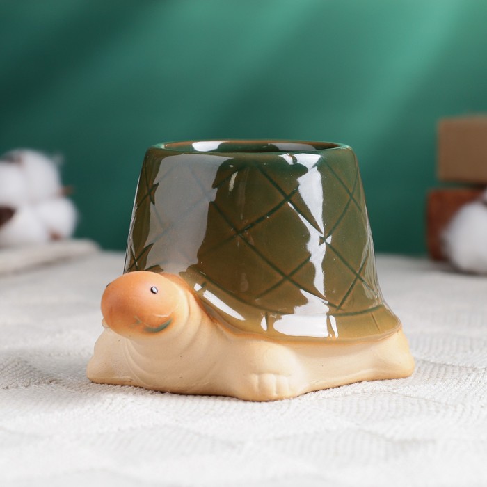 Декоративный горшок для цветов «Черепашка», 250 мл, 12×8×7 см, керамический