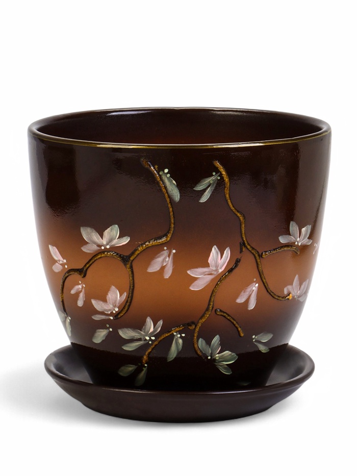 Горшок для цветов «Миндаль», керамика, с поддоном, набор 4 шт.: 400 мл, 1 л, 2.5 л, 5 л