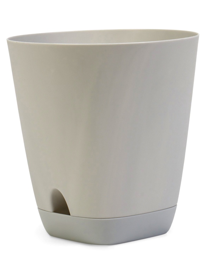 Горшок для цветов «Гранд», 2 л, d=14.5 см, h=15 см, пластиковый, с прикорневым поливом, серый