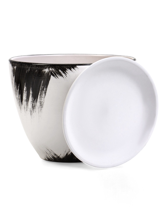 Горшок для цветов «Штрих», 8 л, d=30 см, h=23 см, с поддоном, керамика, белый