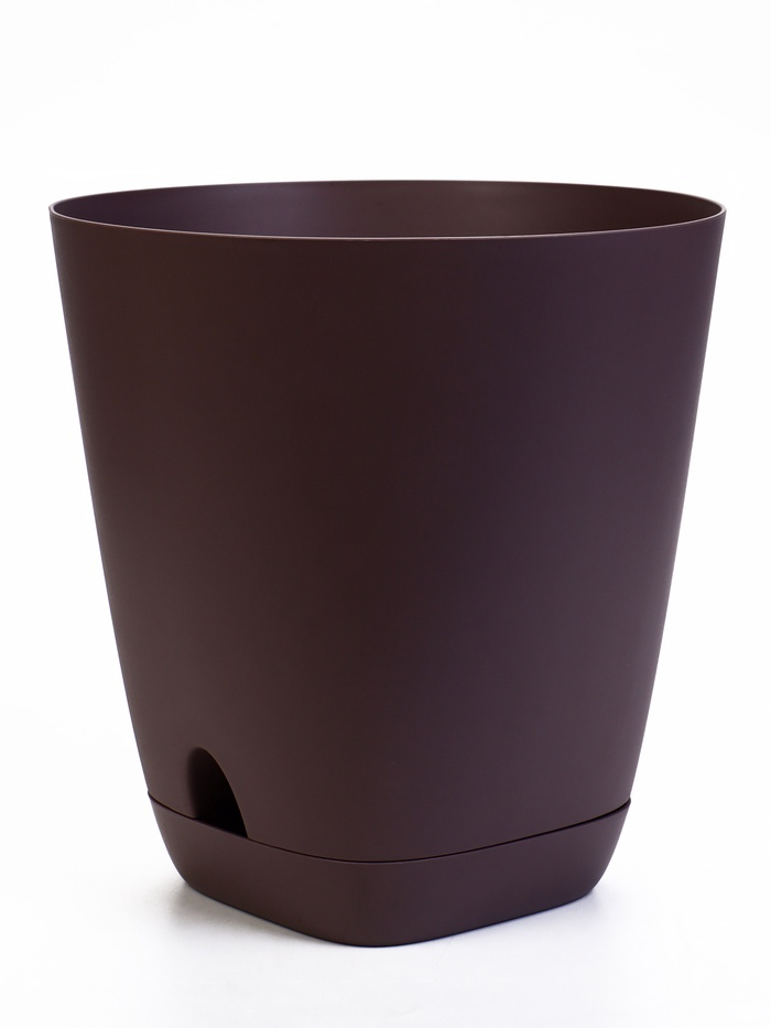 Горшок для цветов «Гранд», 15 л, d=29.5 см, h=31 см, пластиковый, с прикорневым поливом, фиолетовый