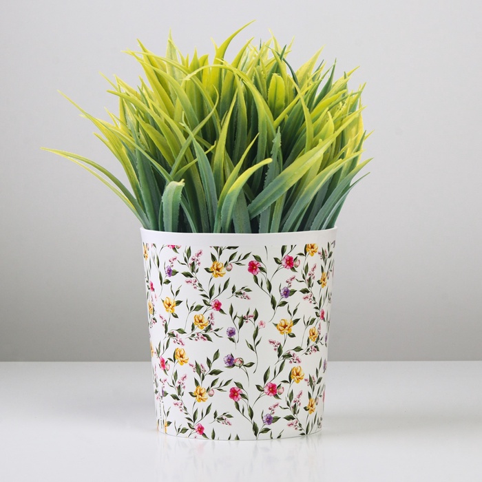 Кашпо для цветов «Цветы», 1.6 л, d=14 см, h=14 см, пластиковое
