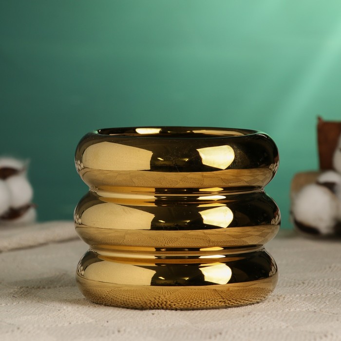 Горшок для цветов «Ханна» керамический, 1 л, 11×10 см, цвет золотой