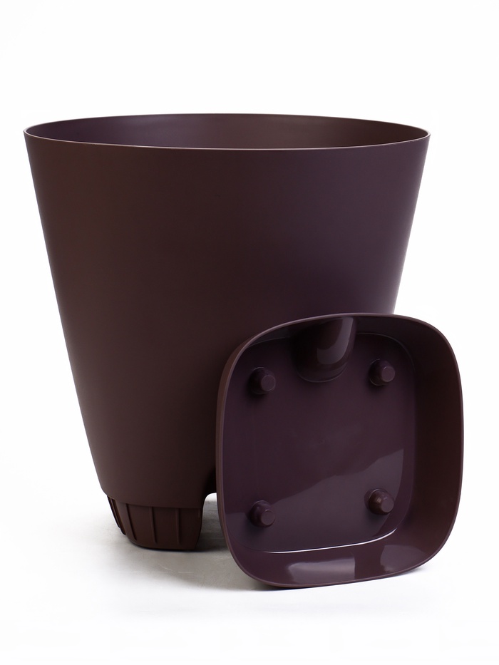 Горшок для цветов «Гранд», 15 л, d=29.5 см, h=31 см, пластиковый, с прикорневым поливом, фиолетовый