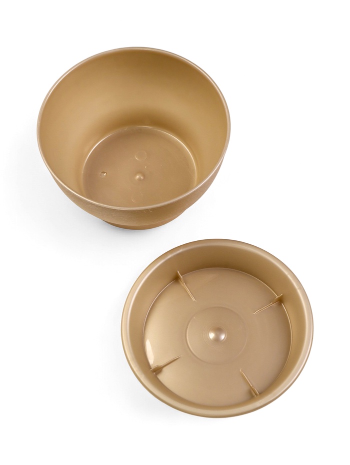 Горшок для цветов «Фиалочка», 800 мл, d=14 см, h=8 см, пластиковый, бежевый