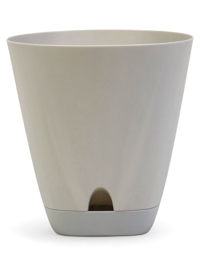 Горшок для цветов «Гранд», 2 л, d=14.5 см, h=15 см, пластиковый, с прикорневым поливом, серый