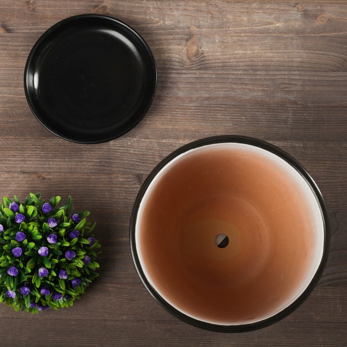 Горшок для цветов «Фиалка», 2.5 л, d=19 см, h=18 см, керамический, с поддоном